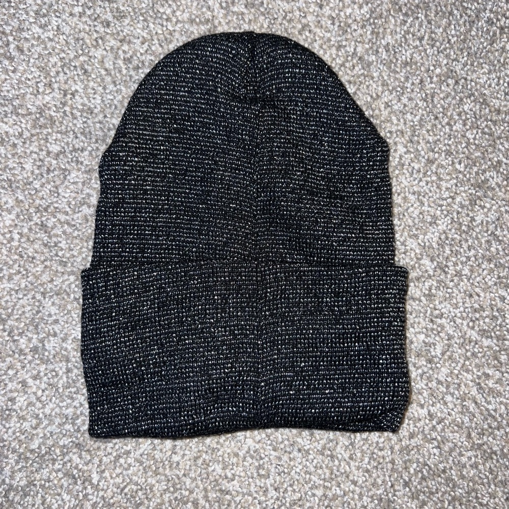 Black Knit Beanie with‎ Silver Accents